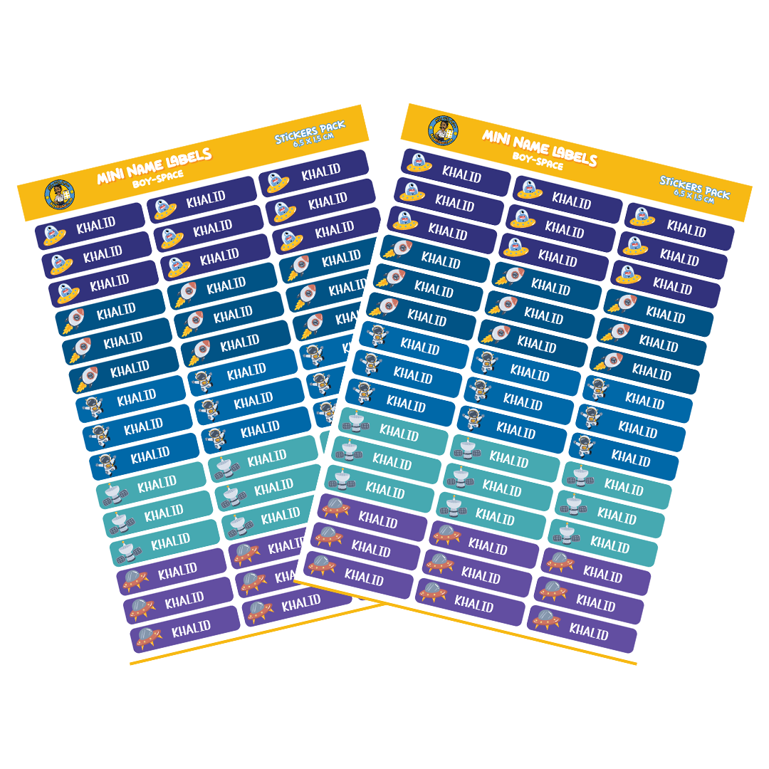 Small Size Boy Name Labels (45 Pcs/Pkg) - Space Theme