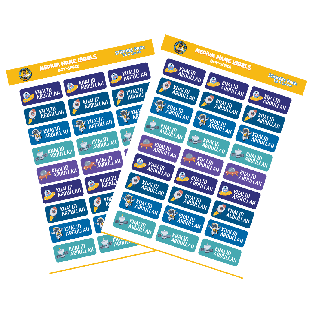 Medium Size Boy Name Labels (27 Pcs/Pkg) - Space Theme