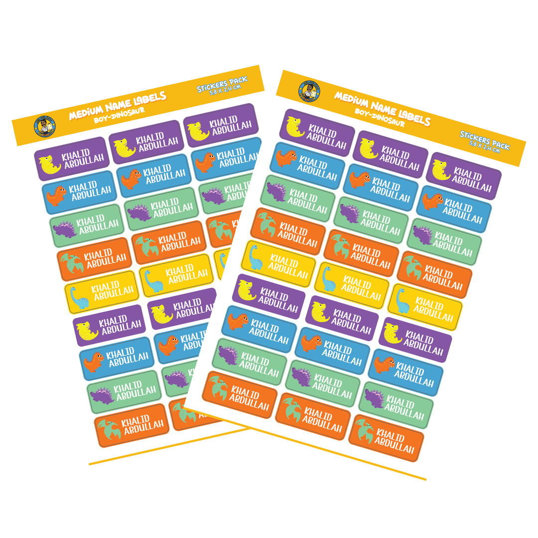 Mediun Size Boy Name Labels (27 Pcs/Pkg) - Dino Theme