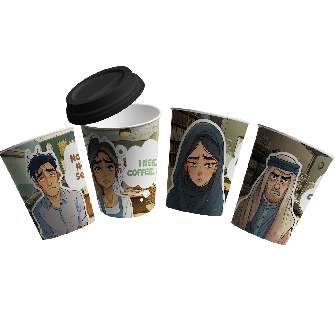 Paper Cups (8oz) - Office Coffee Collection (Mix Designs)