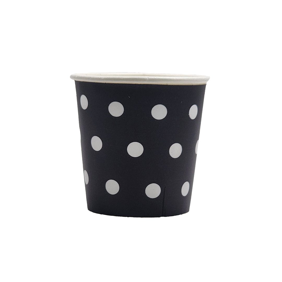 Paper Cups (2.5oz) - POLKA BLACK - 12 PCS NO LIDS