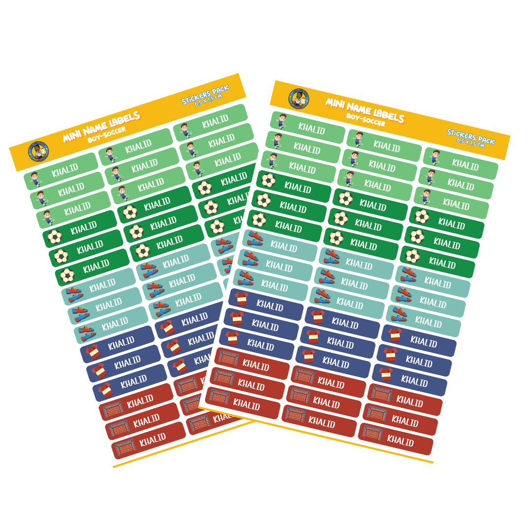 Small Size Boy Name Labels (45 Pcs/Pkg) - Soccer Theme