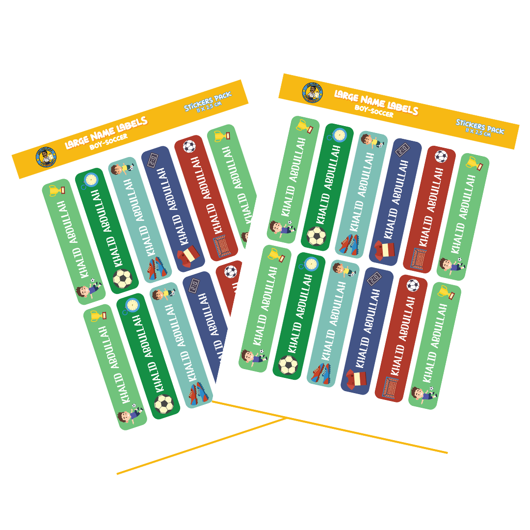 Large Size Boy Name Labels (24 Pcs/Pkg) - Soccer Theme