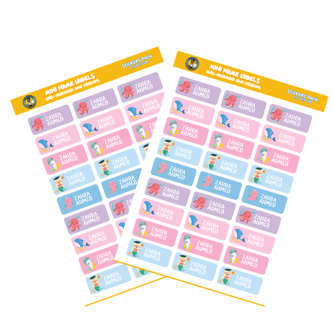 Medium Size Girl Name Labels (27 Pcs/Pkg) - Mermaid Theme