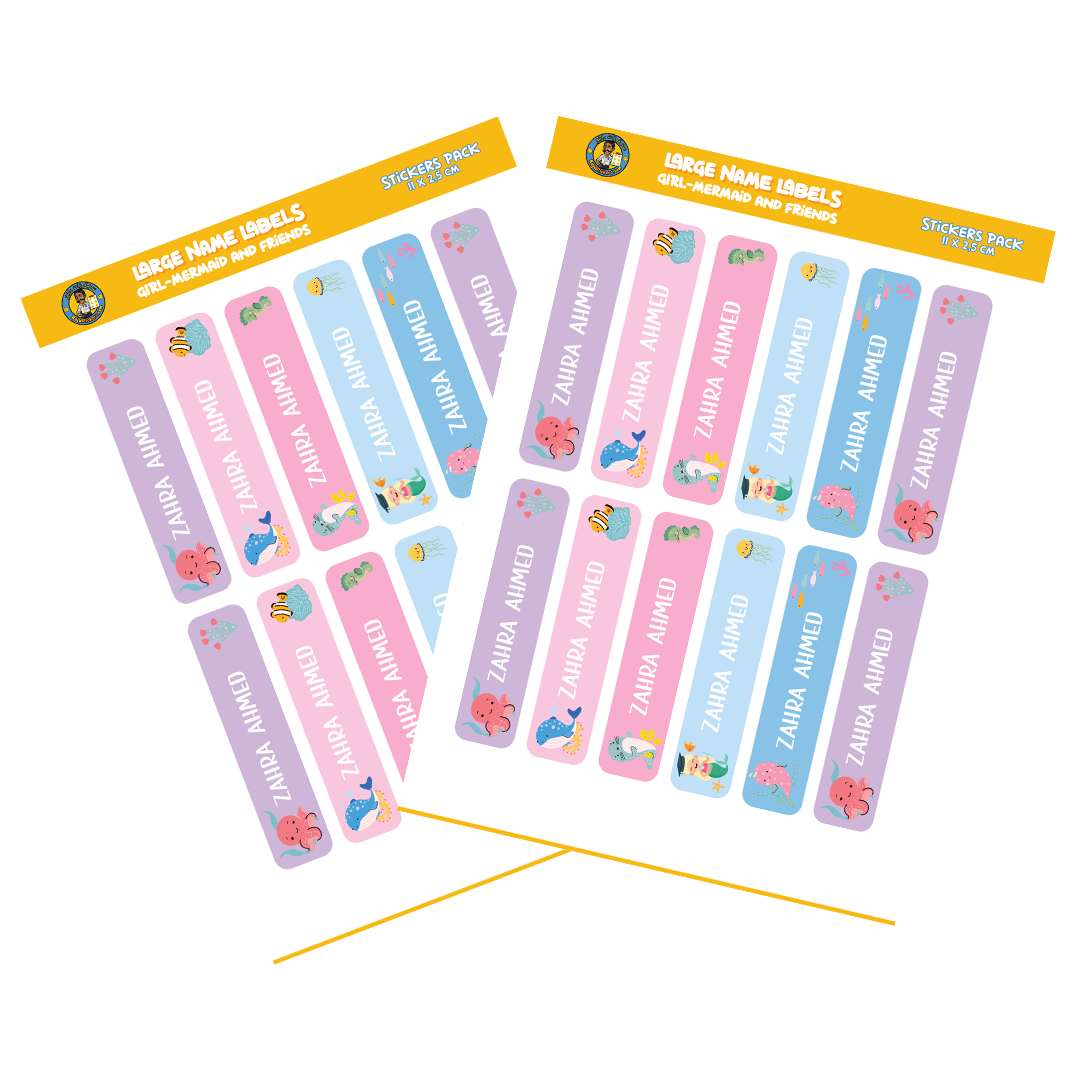 Large Size Girl Name Labels (24 Pcs/Pkg) - Mermaid Theme