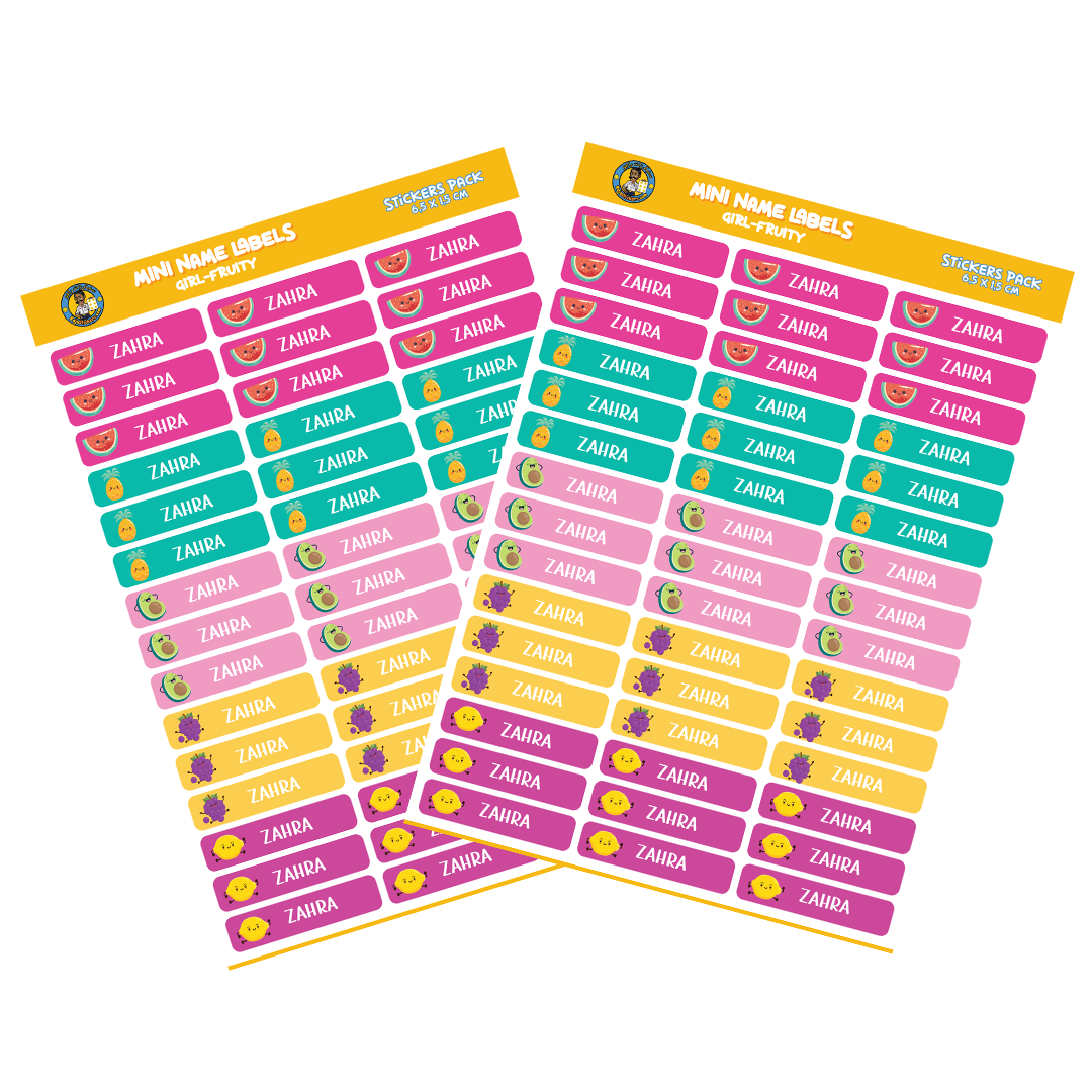 Small Size Girl Name Labels (45 Pcs/Pkg) - Fruity Theme