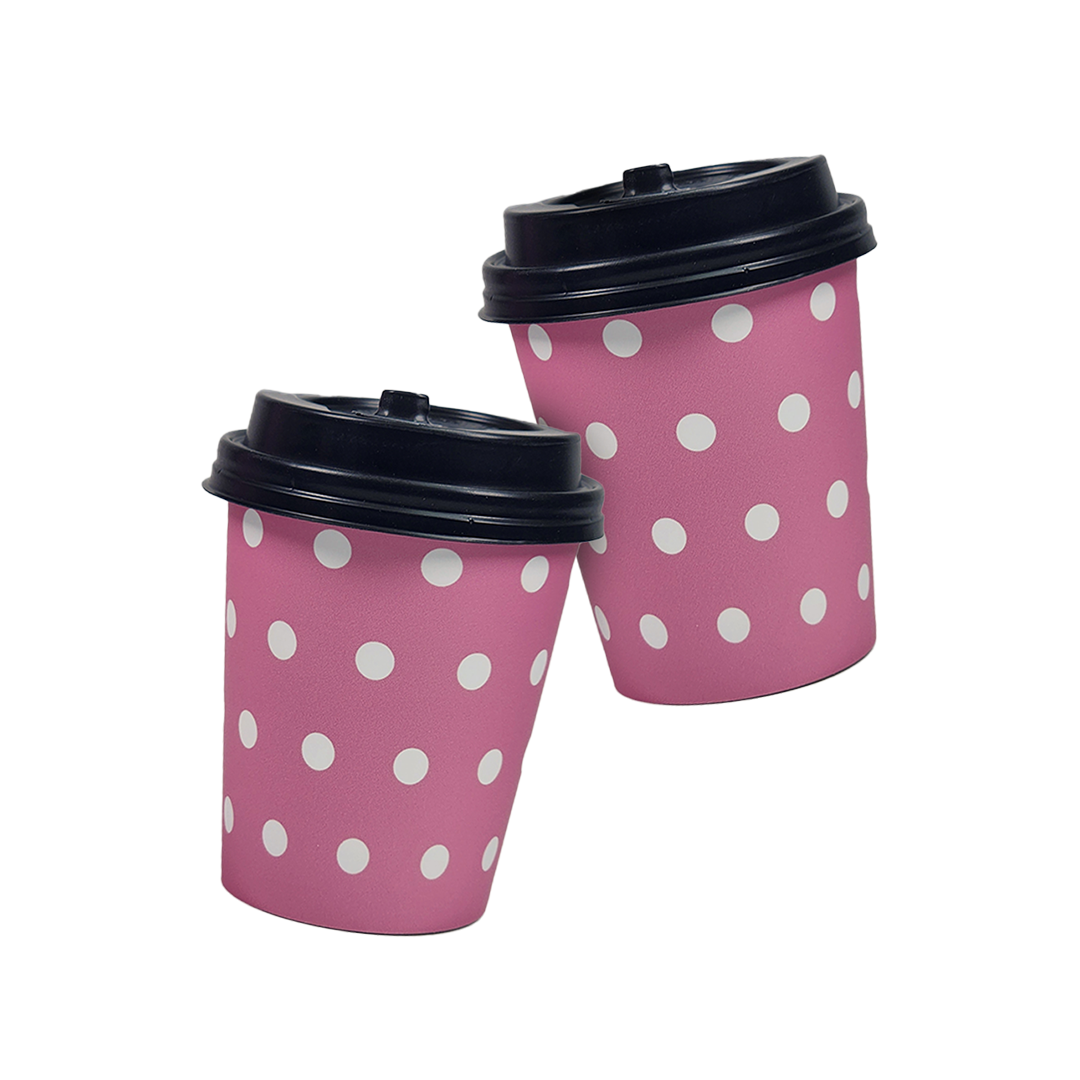 Paper Cups (8oz) - POLKA PINK