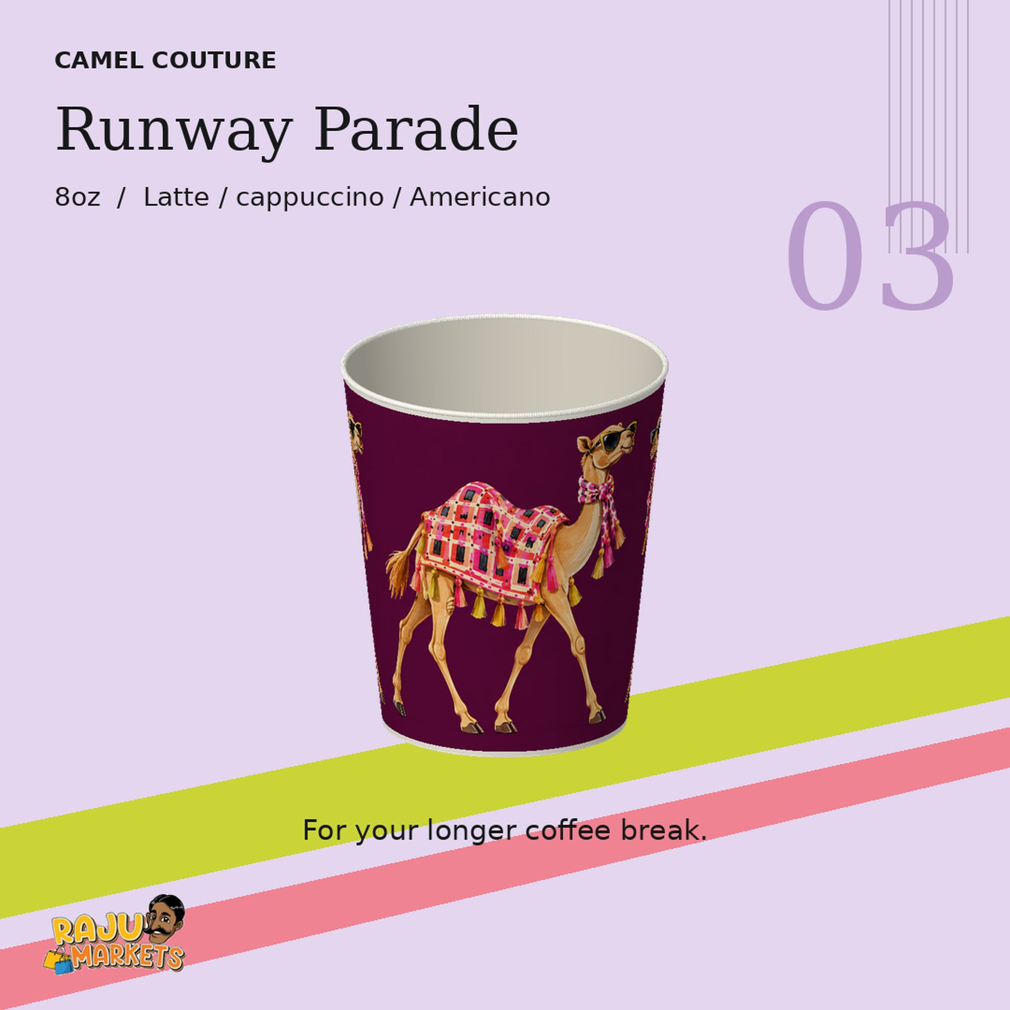 Paper Cups (8oz) Runway Parade - Camel Couture 2026 Collection Package (12 Pcs)