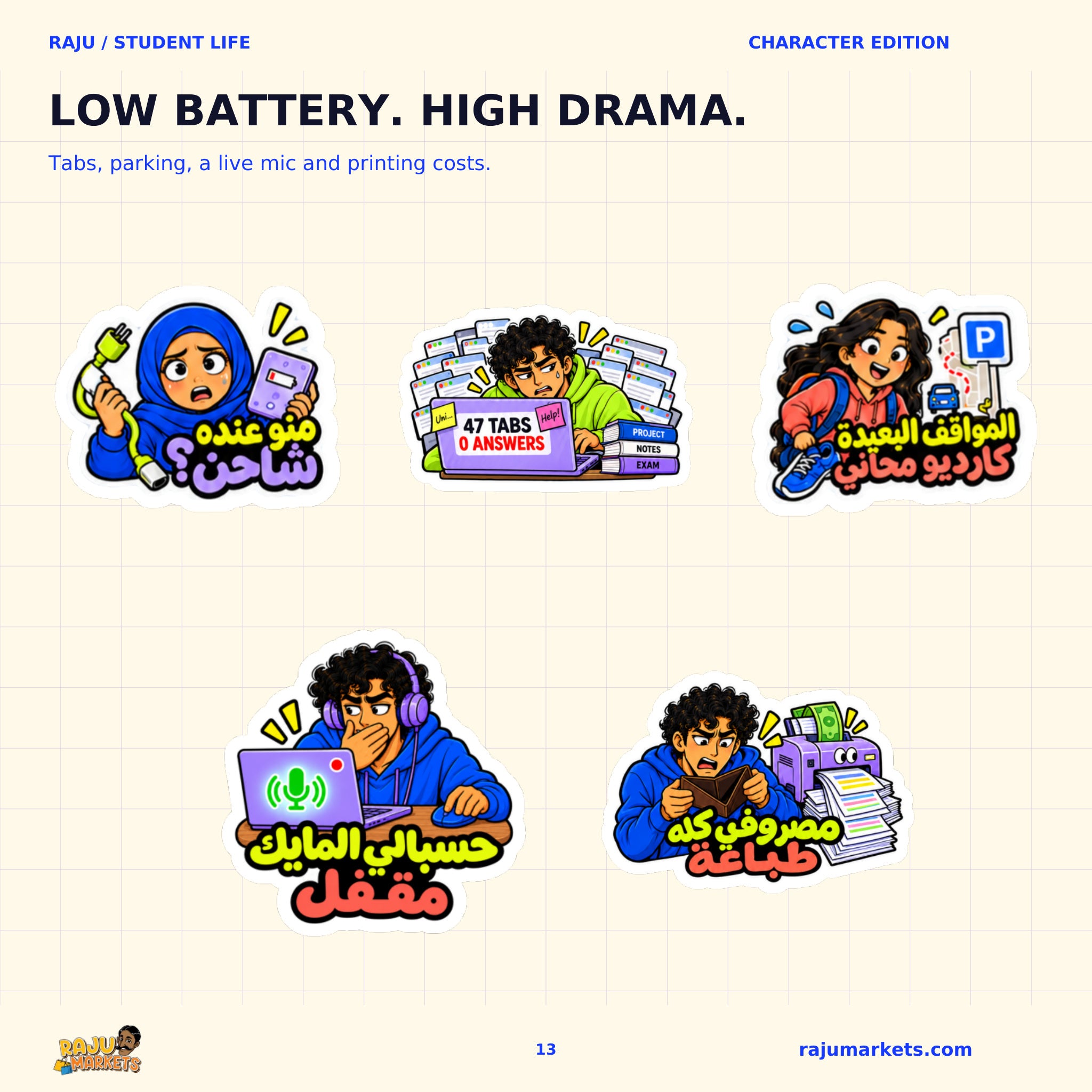 A5 Character Kuwaiti Student Club Sheet - Kuwaiti Student Club 2026 Collection (30 Stickers)