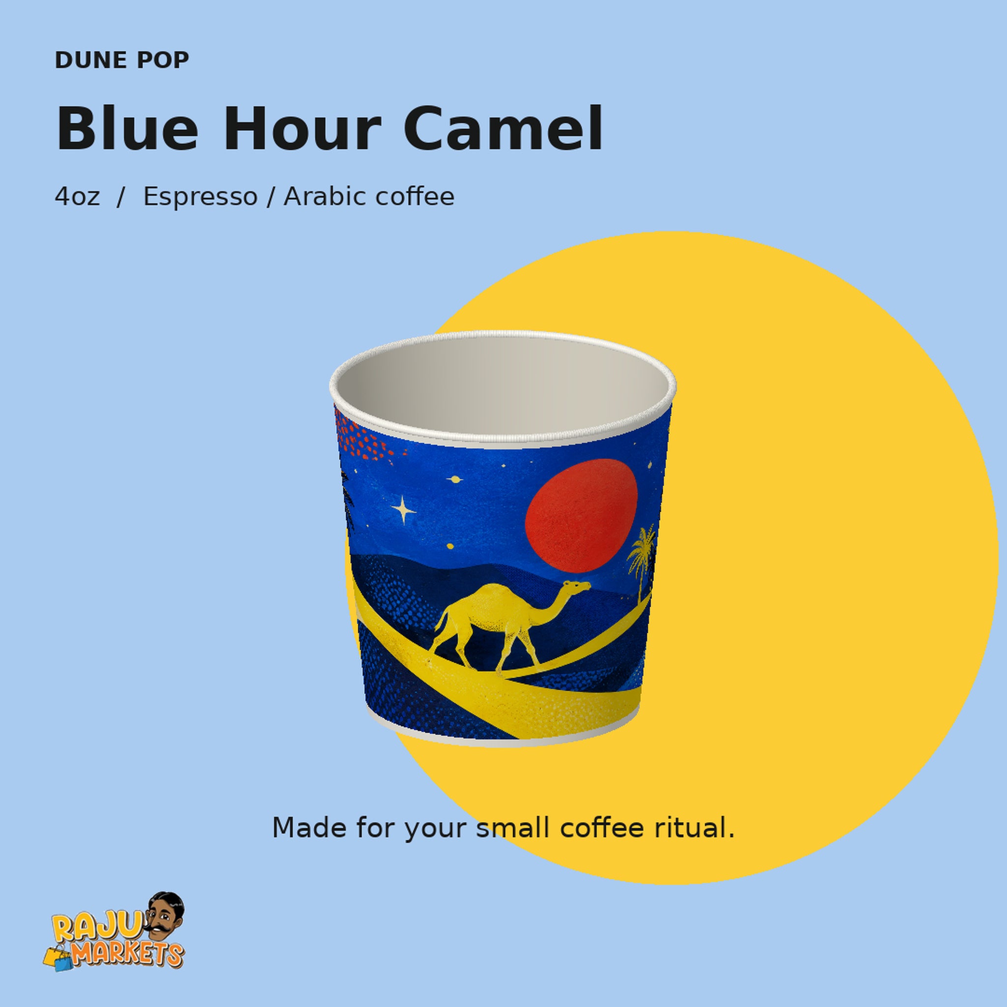 Paper Cups (4oz) Blue Hour Camel - Dune Pop 2026 Collection Package (12 Pcs)