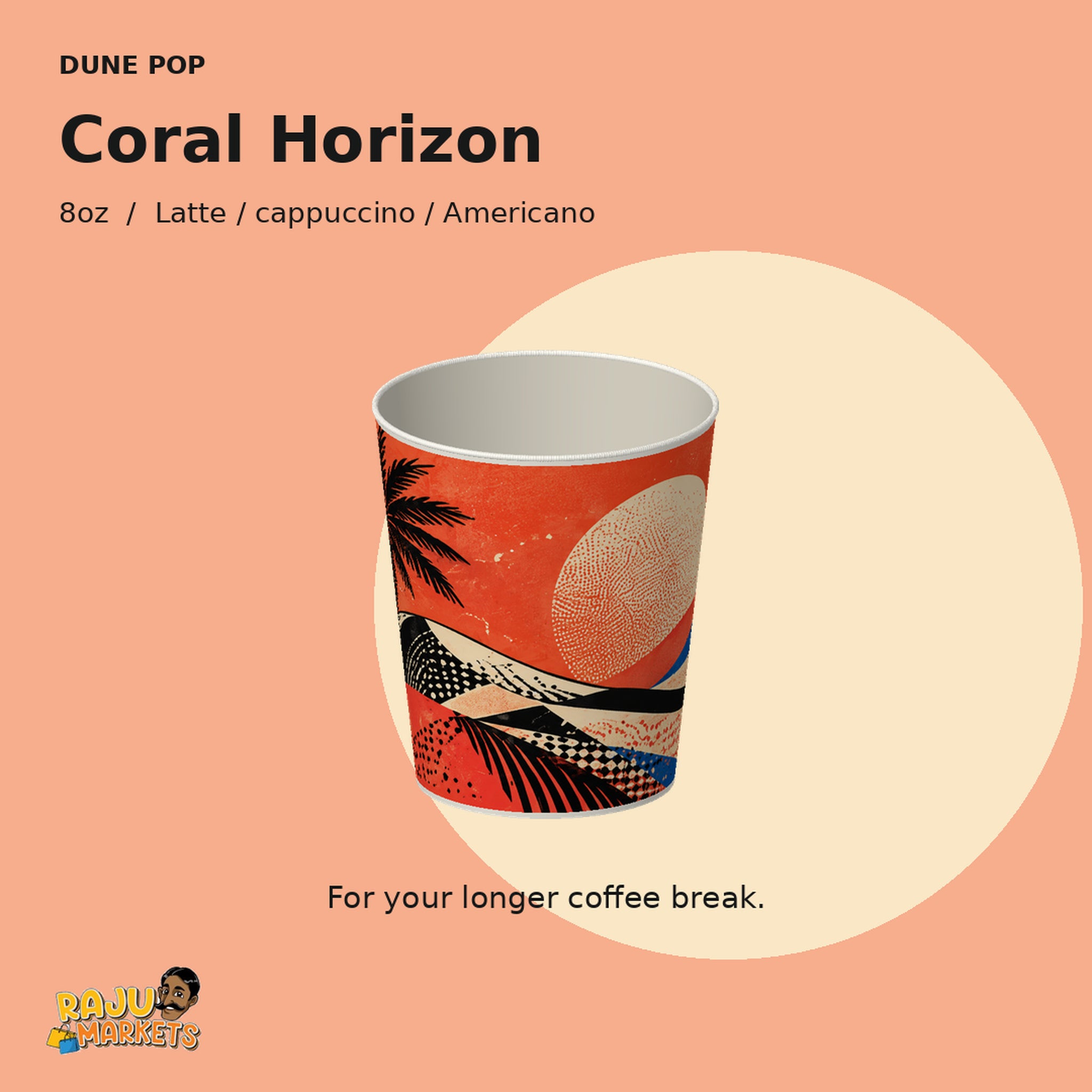 Paper Cups (8oz) Coral Horizon - Dune Pop 2026 Collection Package (12 Pcs)