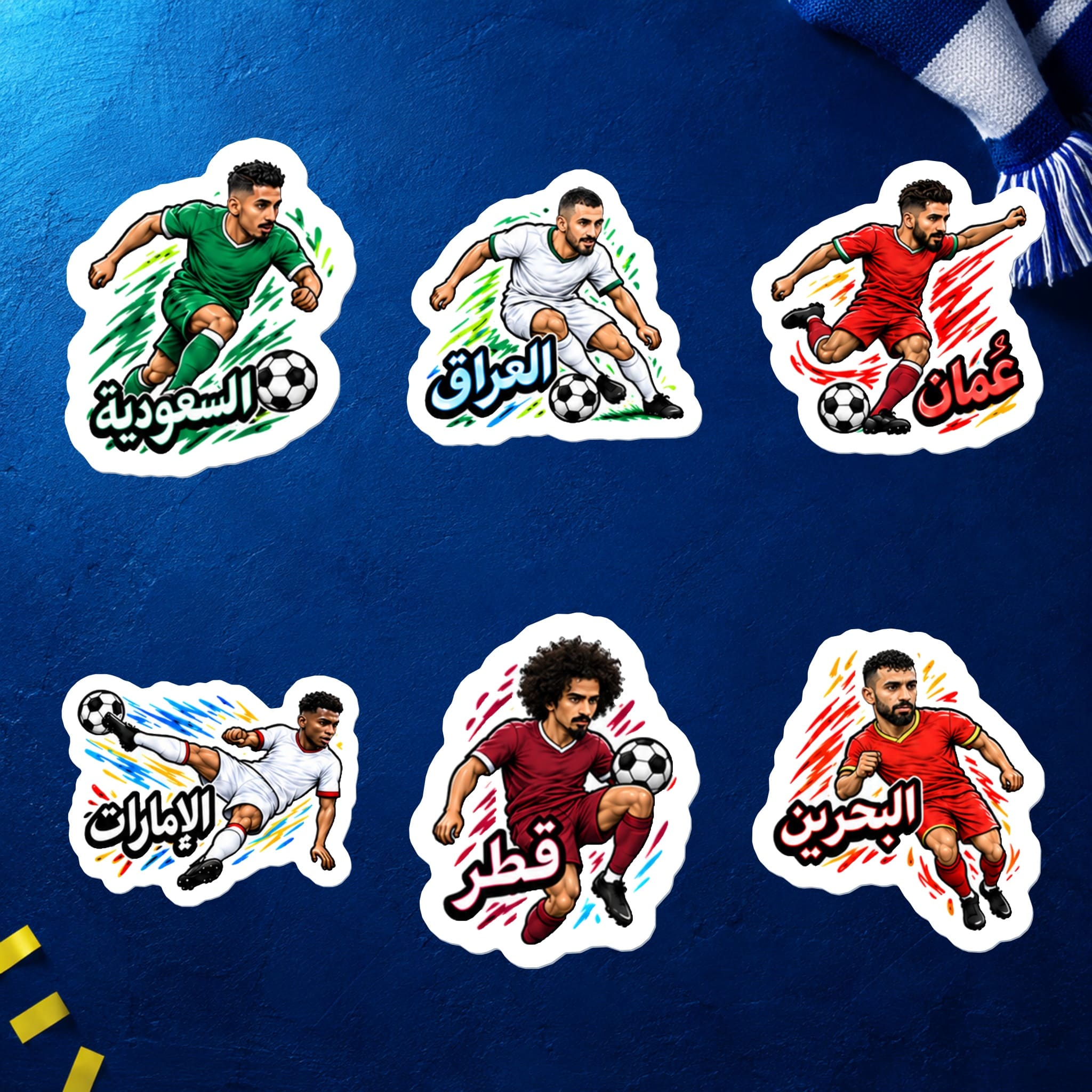 A5 Gulf Packs Sticker Sheet - 27th Arabian Gulf Cup 2026 Collection (28 Stickers)