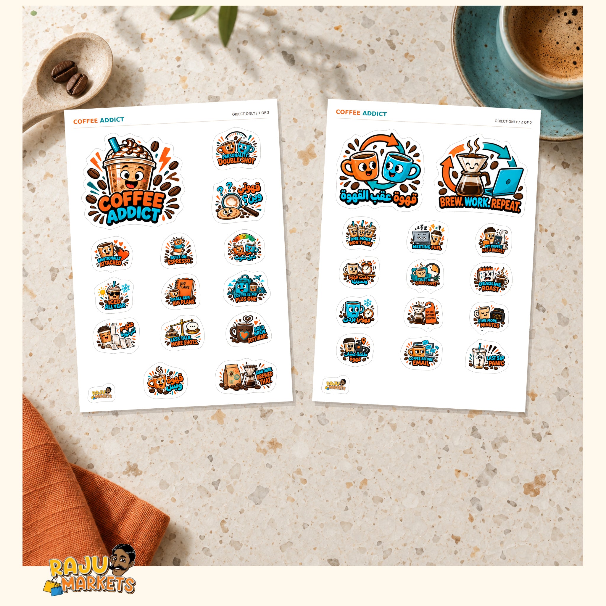 A5 Object Coffee Addict Sheet - Coffee Addict 2026 Collection (28 Designs)