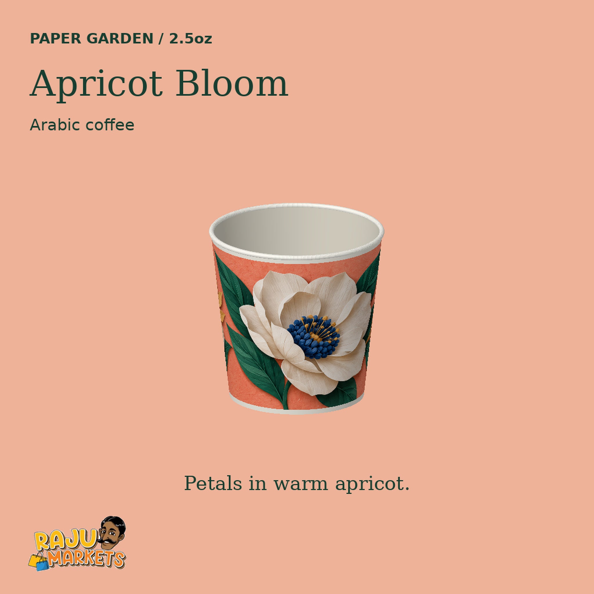 Paper Cups (2,5oz) Apricot Bloom - Paper Garden 2026 Collection Package (12 Pcs/Pkg)