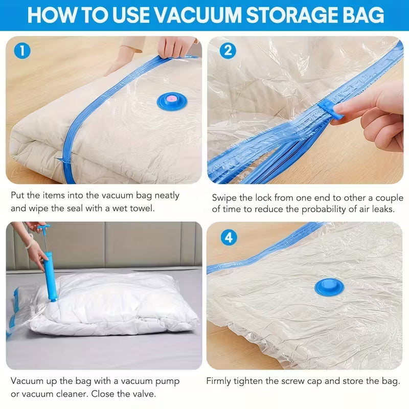 9 pcs Extra Large Vacuum Storage Bags Set, Space Saving, Reusable, Waterproof Anti-Moisture Compression Bags, Suitable for Clothes and Bedding, Travel Luggage, Blankets, Comforters, Ideal for Dorms, Closets, and Moving