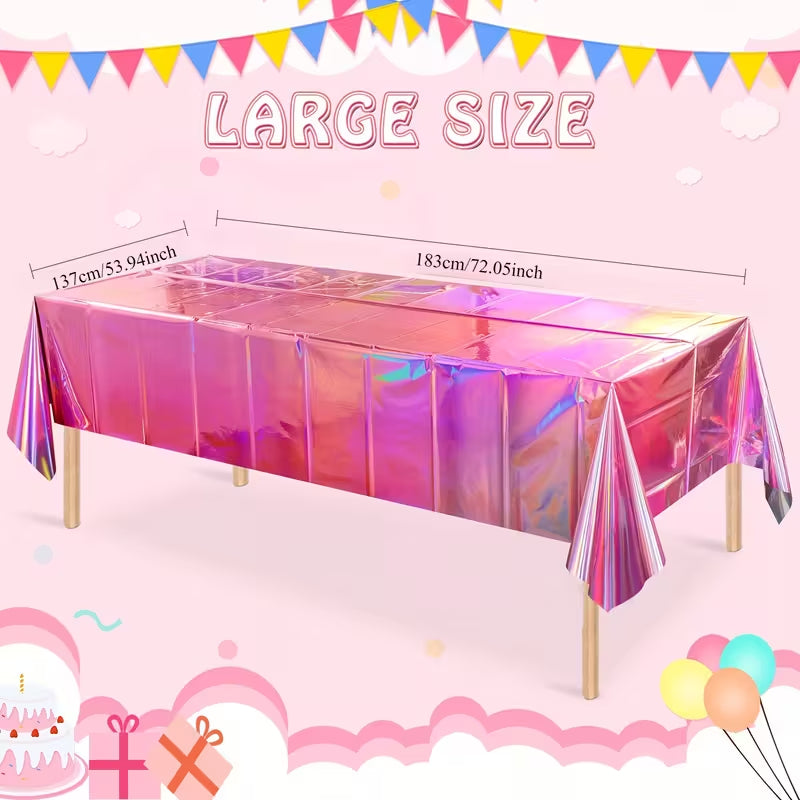 Dreamy Pink Disposable Tablecloths - Shimmering Laser Cut, Perfect for Birthdays, Youngsters Showers, Bridal & Wedding Celebrations, Graduations, Engagements - 137.16x274.32 cm