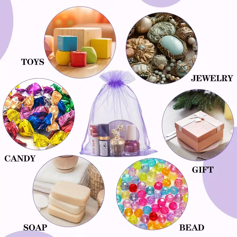 10 Pcs Organza Bags 15 x 20cm/6 x 8 inches - Jewelry Gifts Gift Bags Drawstring Mesh Bags Gifts Valentine's Day Wedding Eid Mubarak Halloween Eve Christmas New Year Party Candy Fruit Packaging