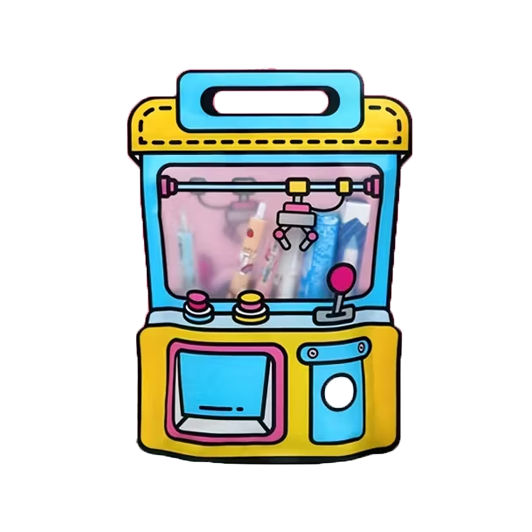 10 Pcs Cartoon UFO Catcher Goodie Bags, Clear Plastic Ziplock Seal Bags with Handle, Smell Proof, Reusable, Resealable
