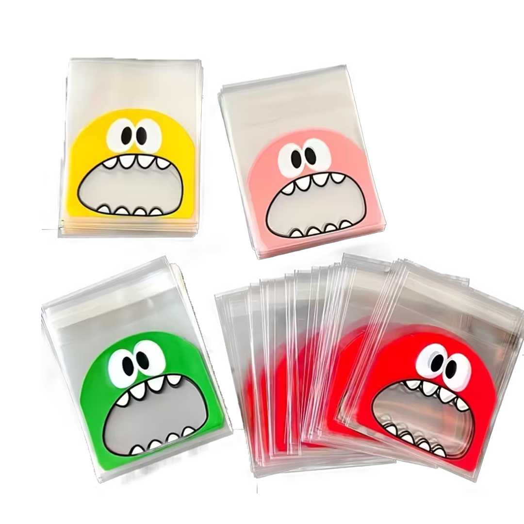 10 pcs Monster Snack Bags - Reusable Plastic Food-Safe Resealable Bags with Cute Monster Designs, Halloween, Christmas, Thanksgiving, Birthday, Party, Snack Storage, Selfsealing Bags
